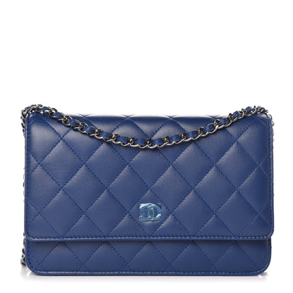 Chanel Lambskin Quilted Wallet On Chain WOC Dark Blue 1 of 11