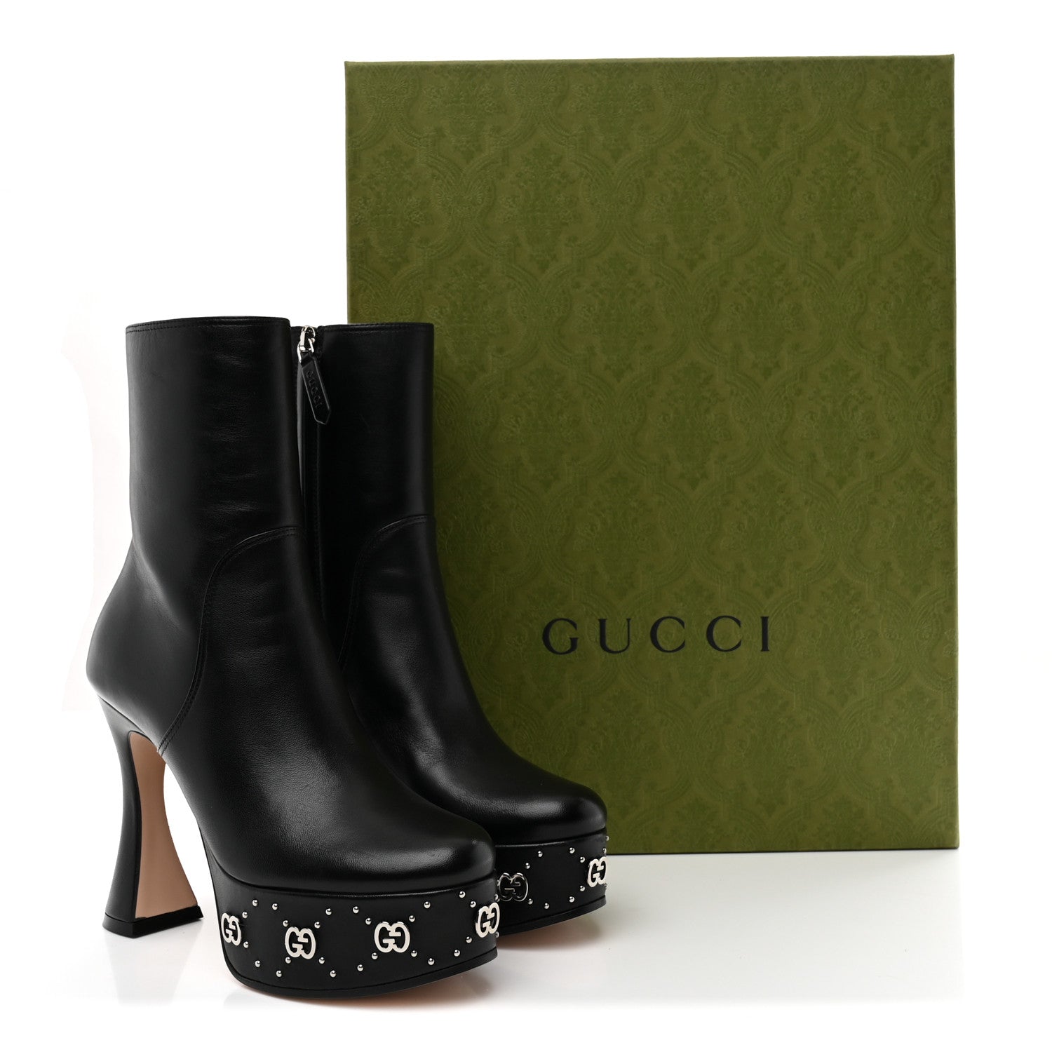 Gucci Nappa Platform Charlotte Ankle Boots 36 Black 10 of 10