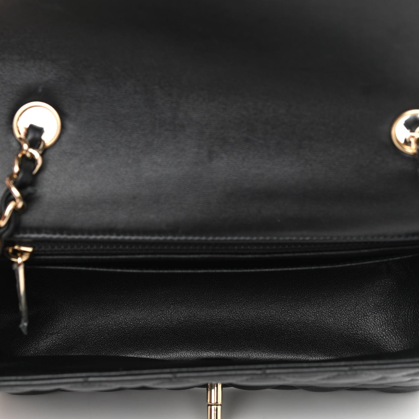 Lambskin Quilted Mini Rectangular Flap Black