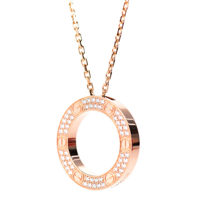 Cartier 18K Pink Gold Diamond LOVE Paved Necklace 3 of 8