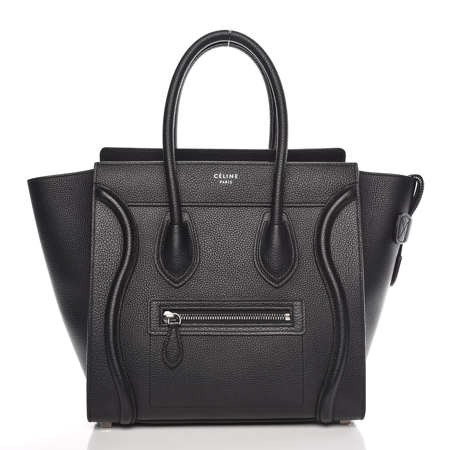 Celine Drummed Calfskin Micro Luggage Black 1 of 10