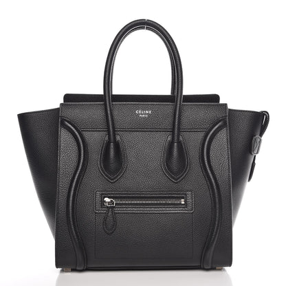 Celine Drummed Calfskin Micro Luggage Black 1 of 10
