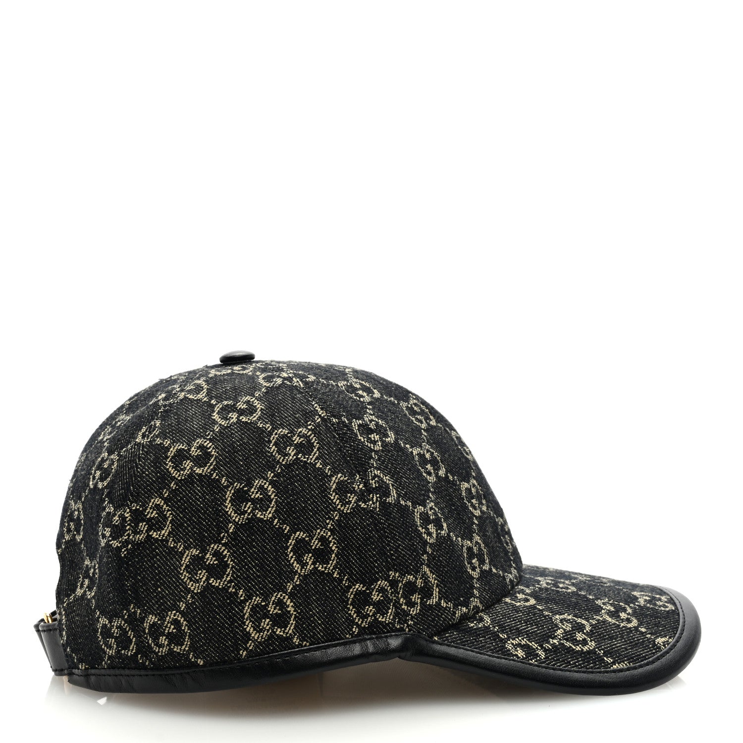 Gucci Denim Calfskin GG Monogram Oscar Baseball Hat S Black Ivory 5 of 7