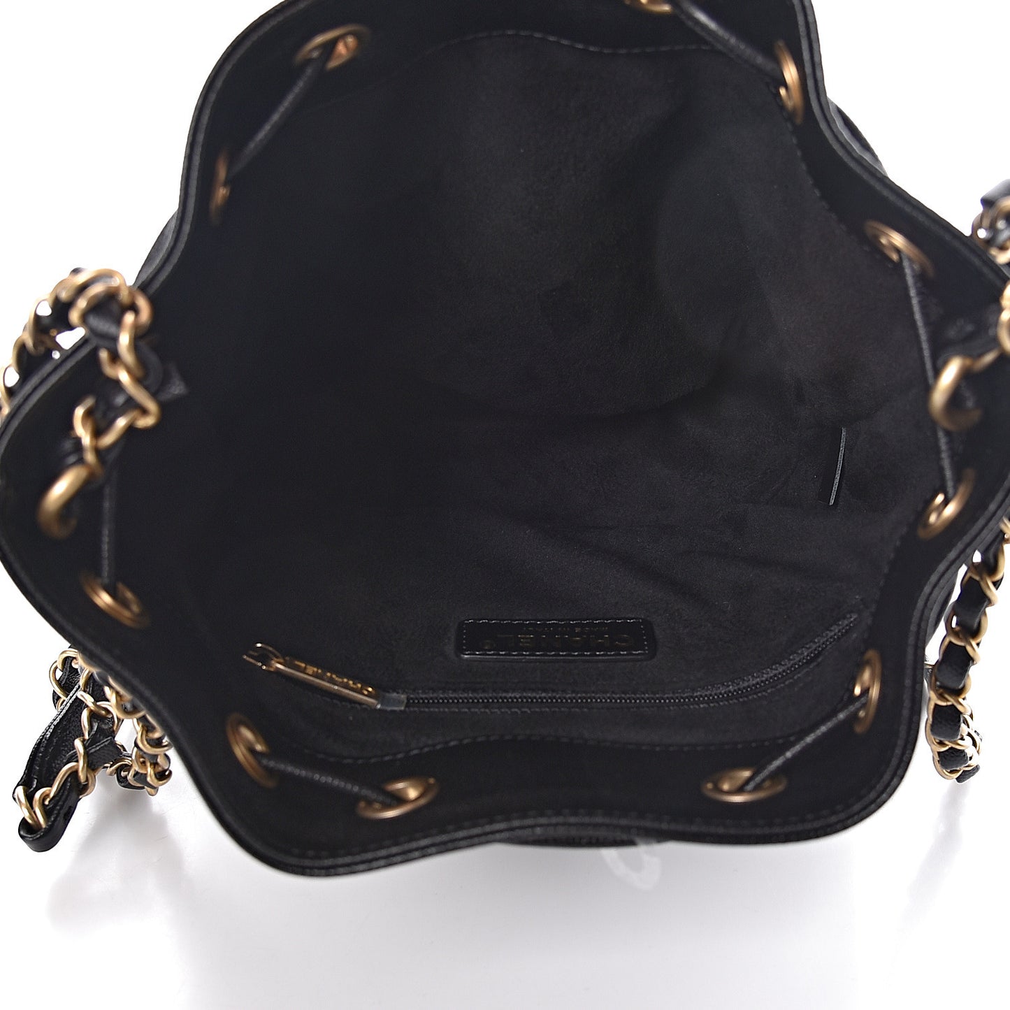 Caviar Deauville Drawstring Bucket Bag Black