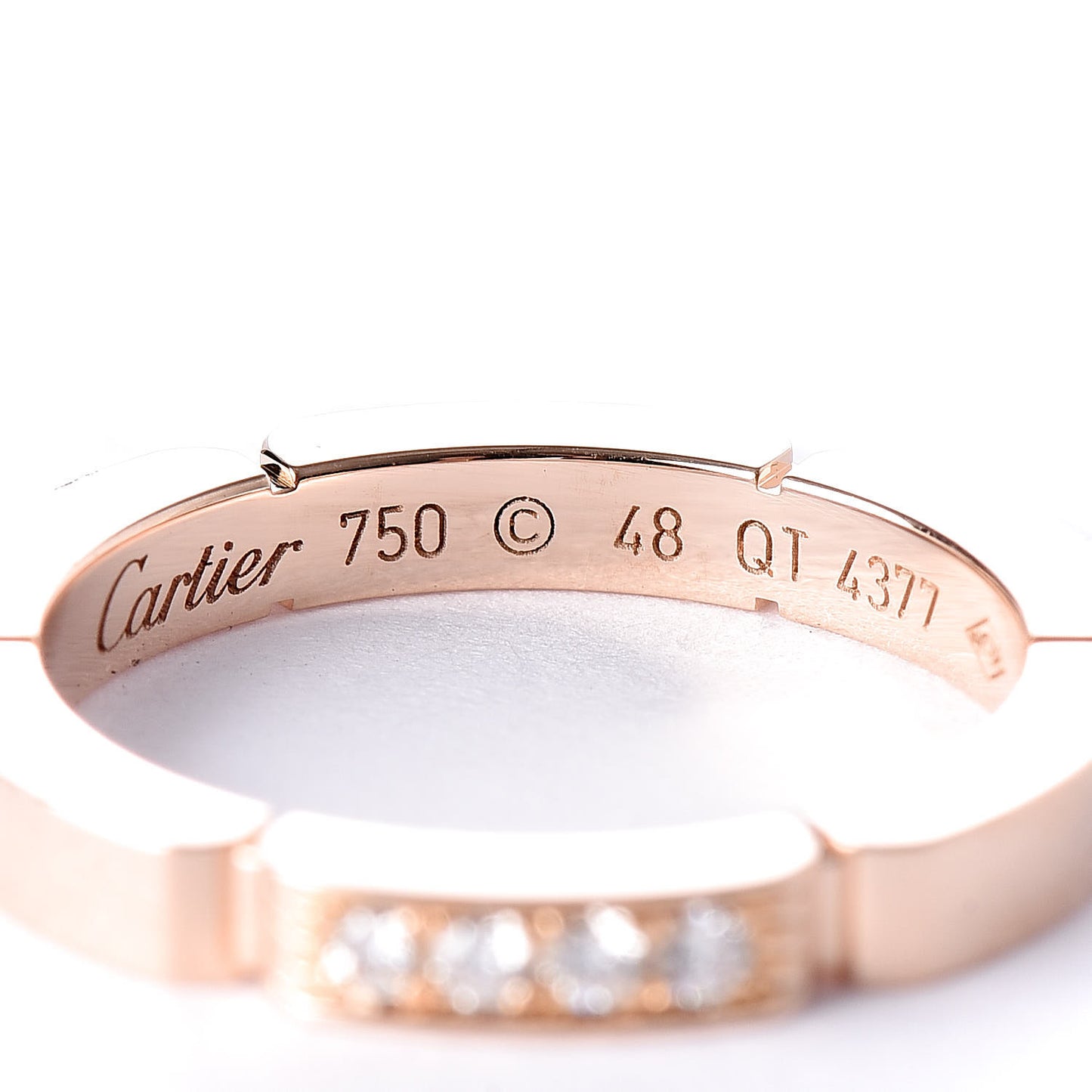 18K Pink Gold Diamond Maillon Panthere Wedding Band Ring 48 4.5