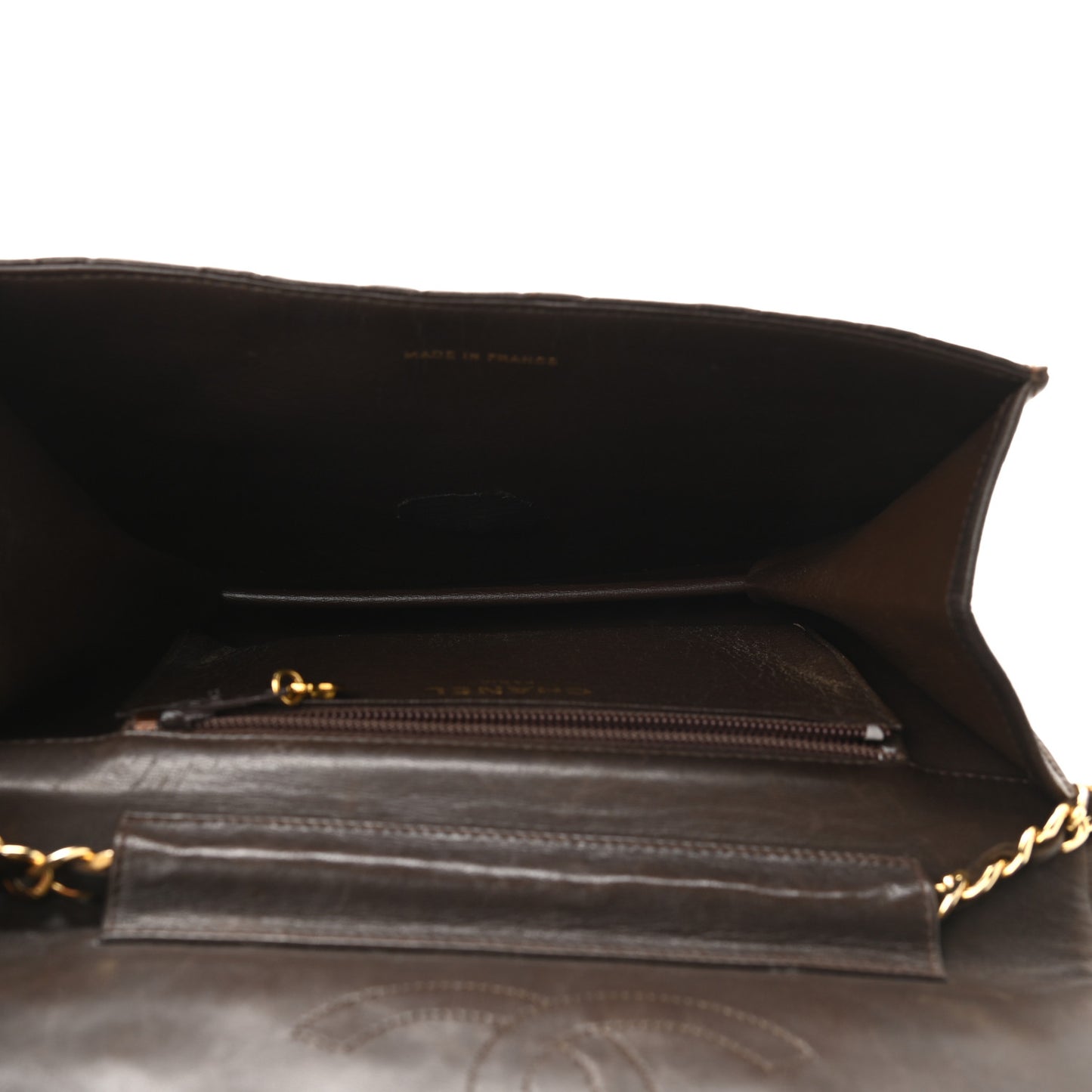 Lambskin Quilted Small Single Flap Brown