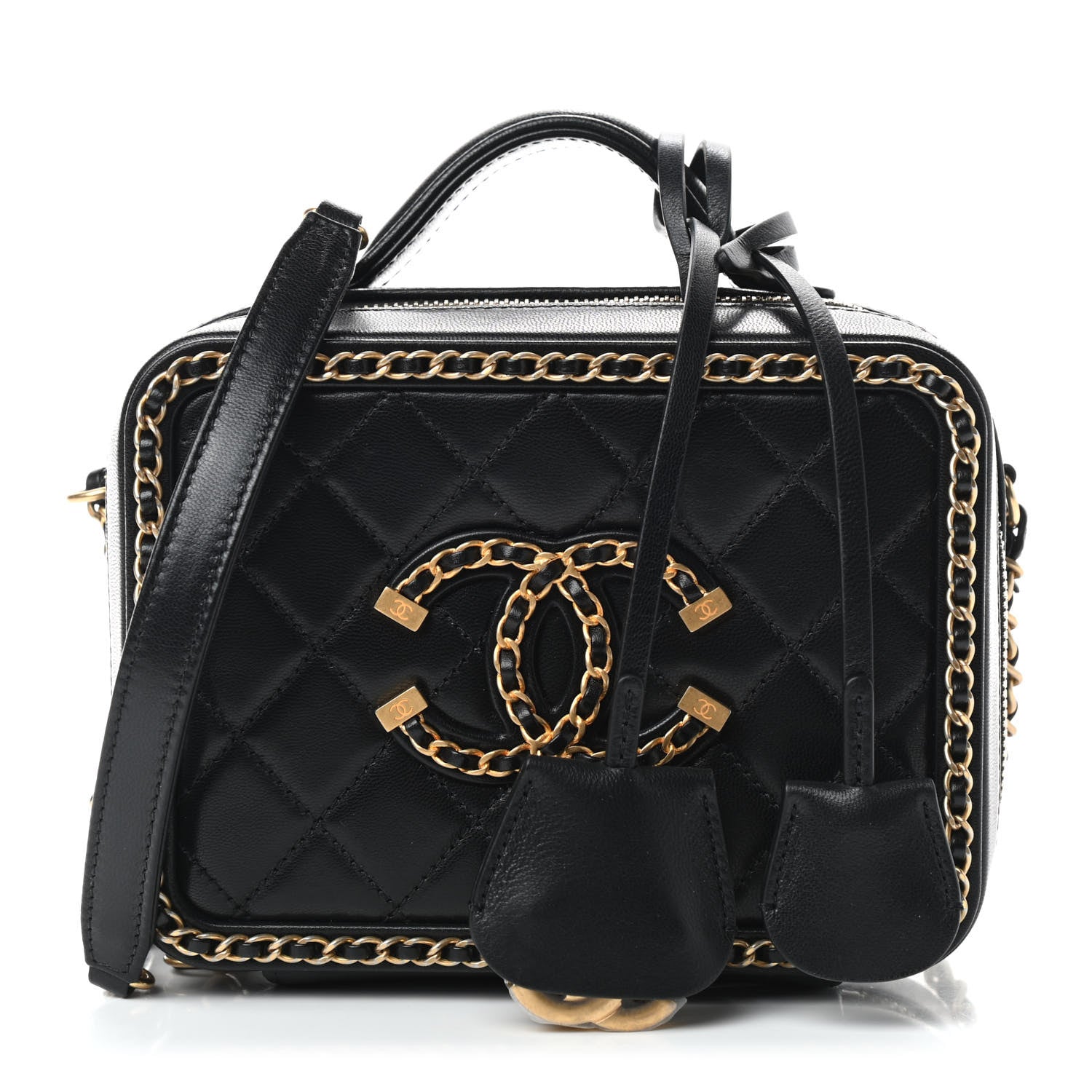 Chanel Goatskin Quilted Small CC Filigree Vanity Case Black 1 of 8