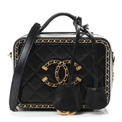 Chanel Goatskin Quilted Small CC Filigree Vanity Case Black 1 of 8