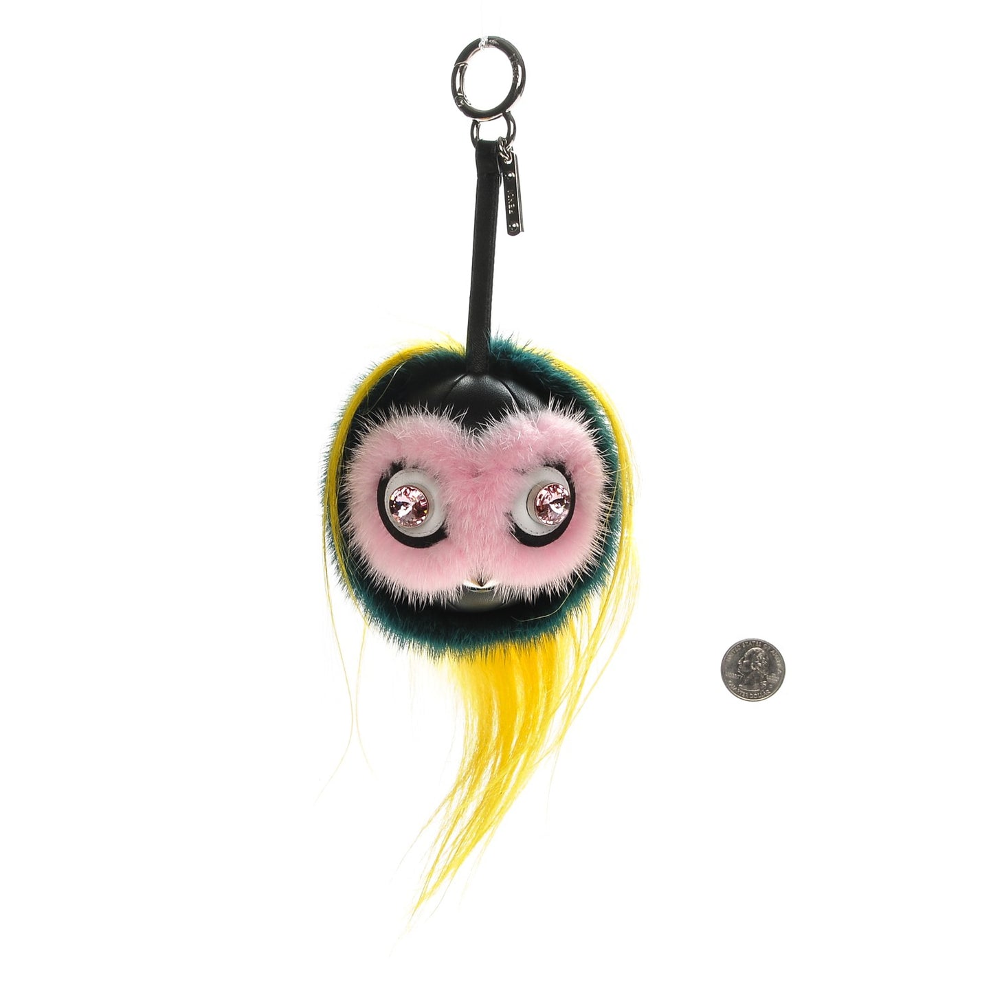 Mink Goat Fur QuTweet Jungle Bag Bug Charm Green Yellow Pink