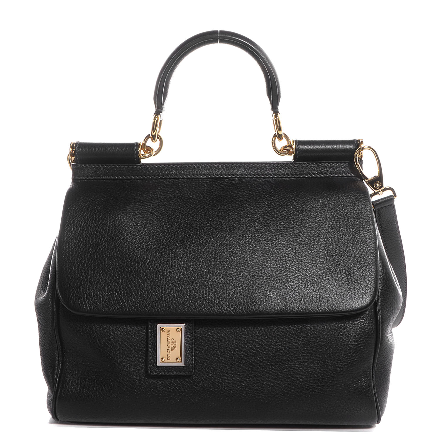 Dolce & Gabbana Grained Deerskin Medium Miss Sicily Satchel Black 1 of 10