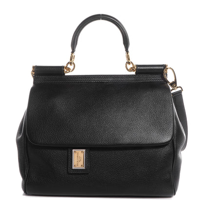 Dolce & Gabbana Grained Deerskin Medium Miss Sicily Satchel Black 1 of 10