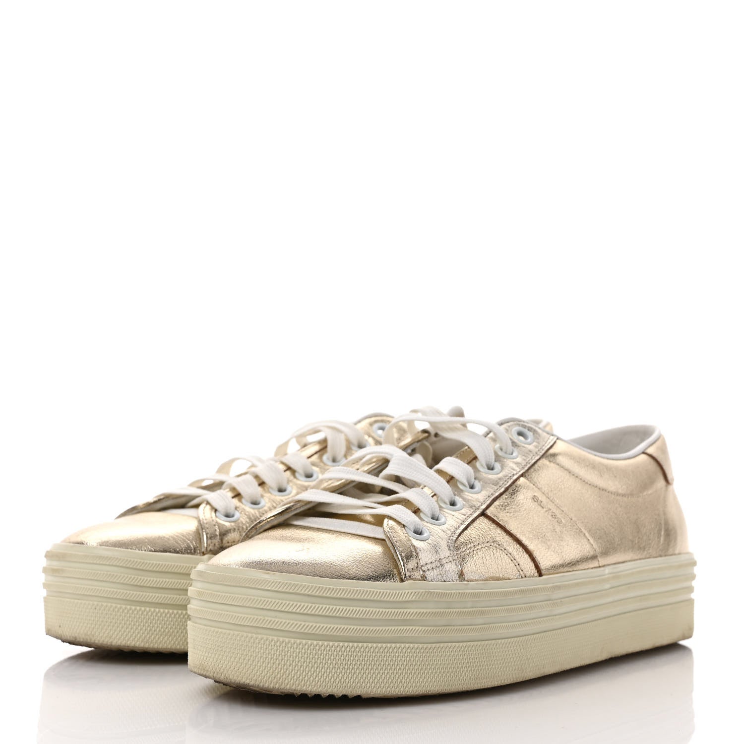 Saint Laurent Metallic Calfskin Court Sneakers 39 Gold 3 of 9