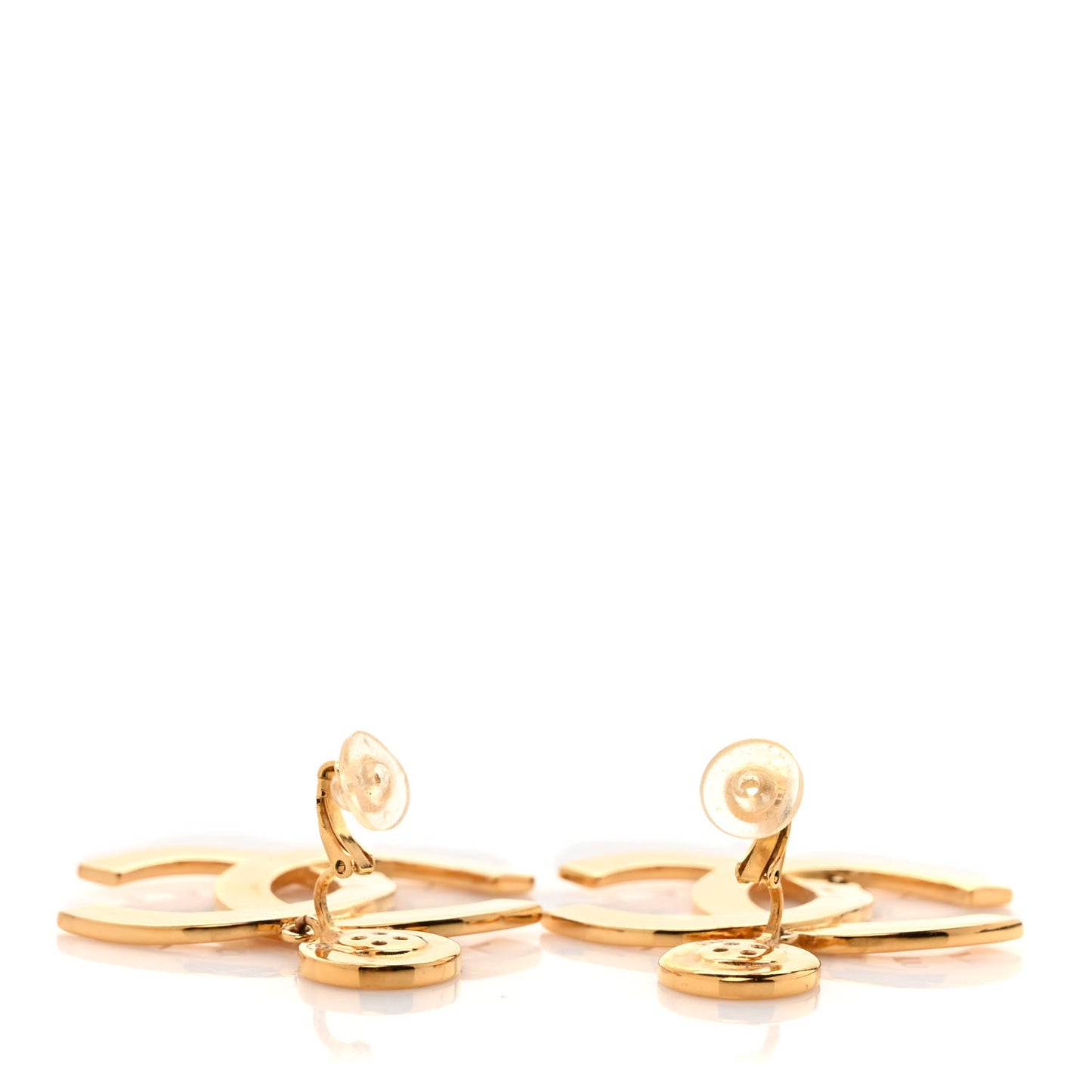 Metal Large Paris Button Clip On Earrings Gold