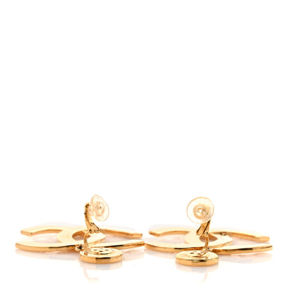 Chanel Metal Large Paris Button Clip On Earrings Gold 3 of 4