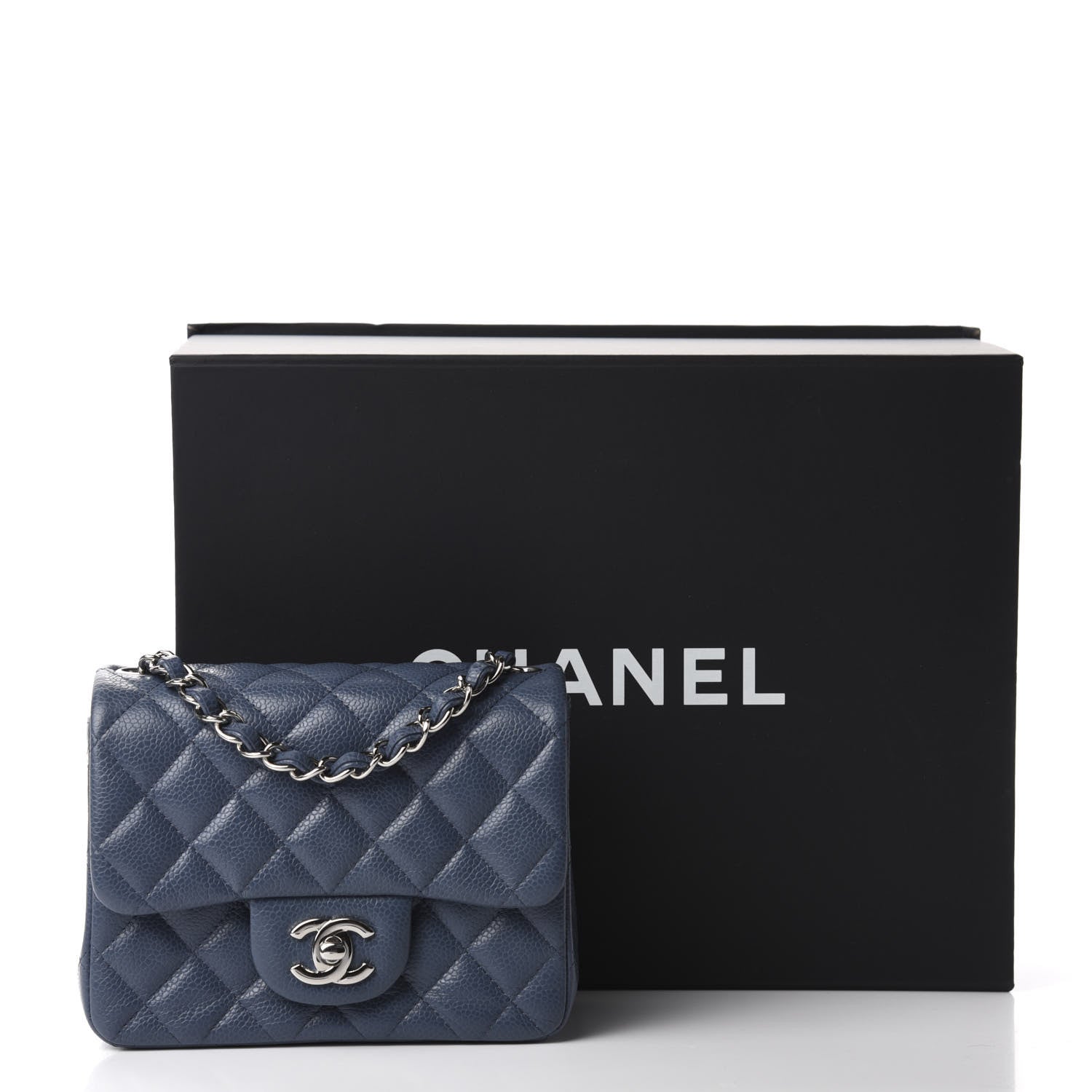 Chanel Caviar Quilted Mini Square Flap Dark Blue 11 of 11