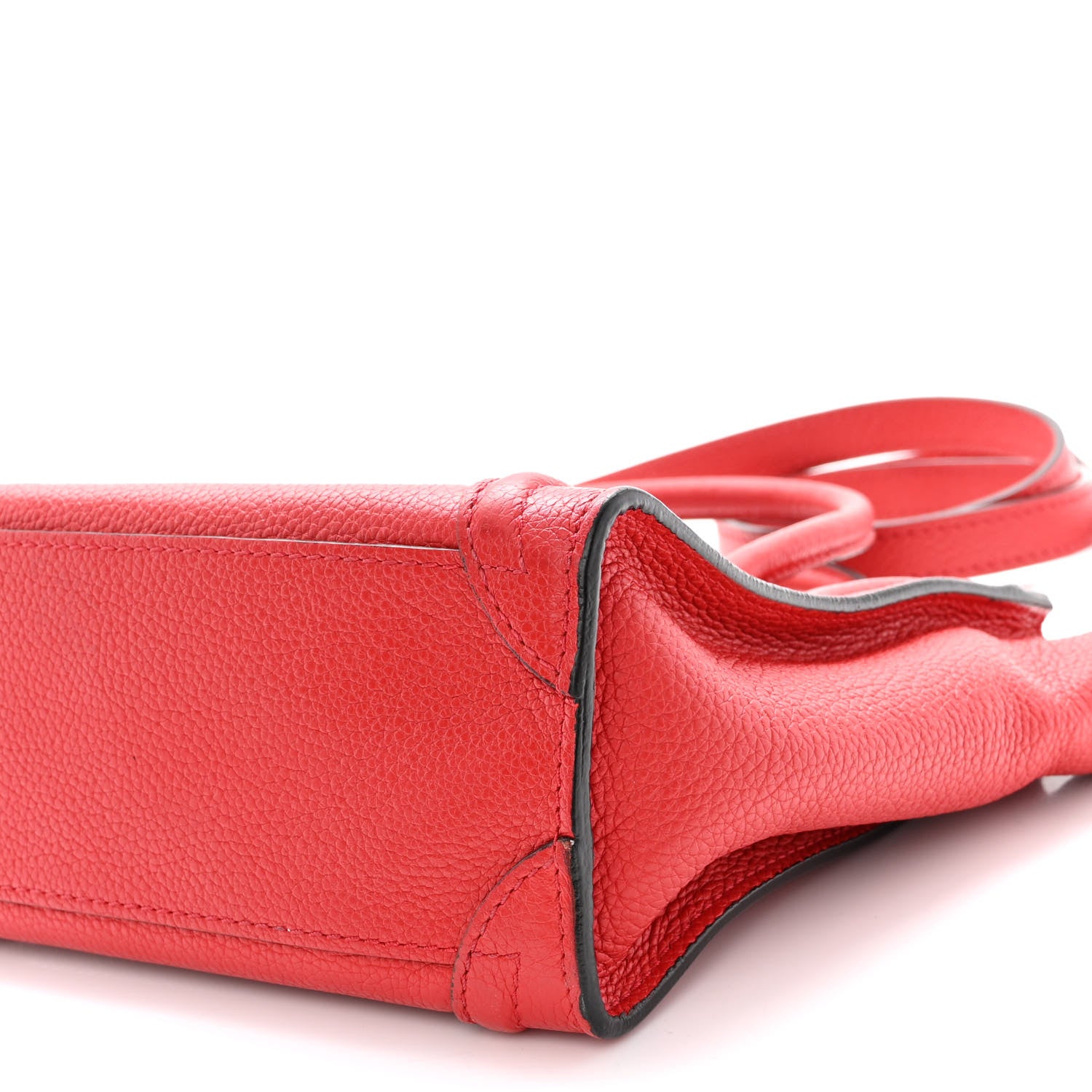 Celine Drummed Calfskin Nano Luggage Red 9 of 10