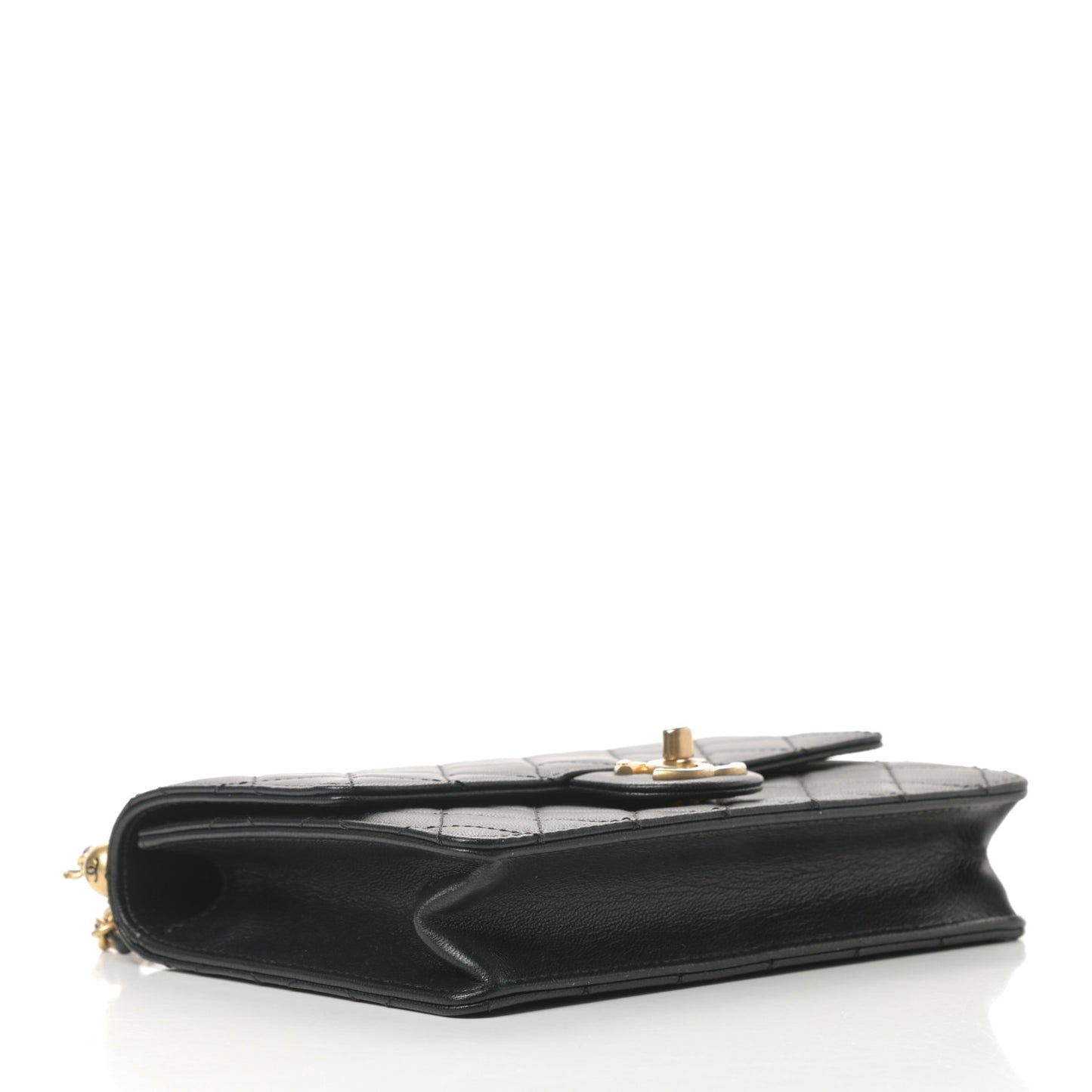 Lambskin Quilted Small Chic Pearls Flap Black