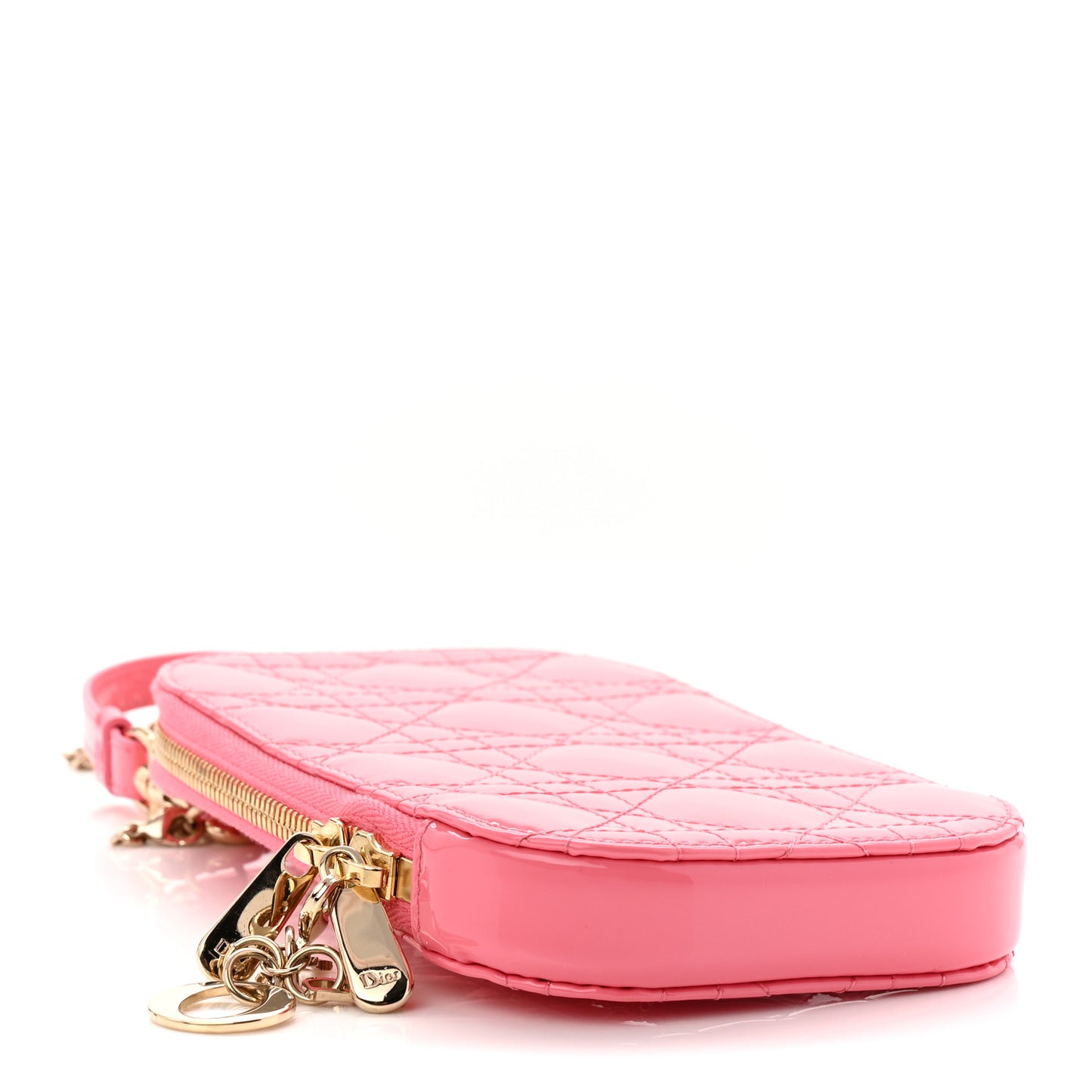 Patent Cannage Lady Dior Phone Holder Pink