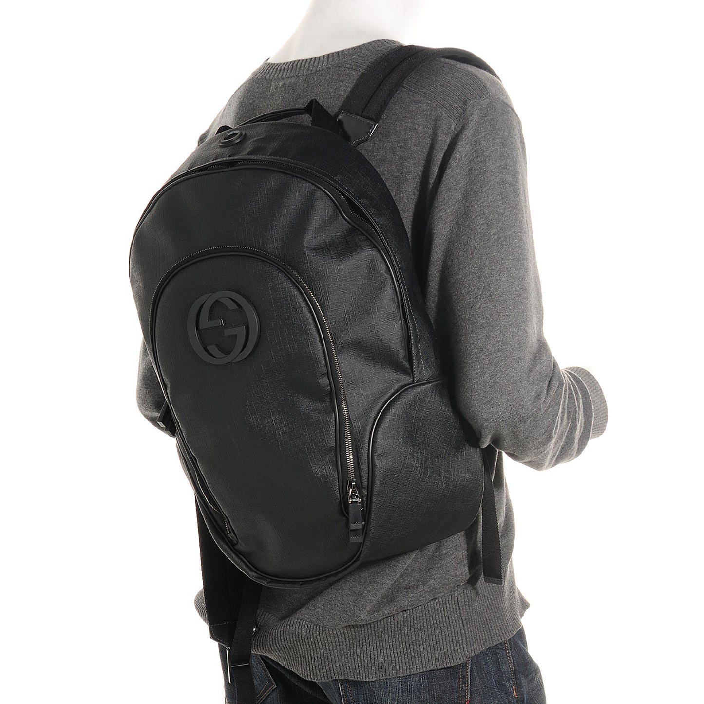 Coated Canvas Interlocking G Travel Backpack Black