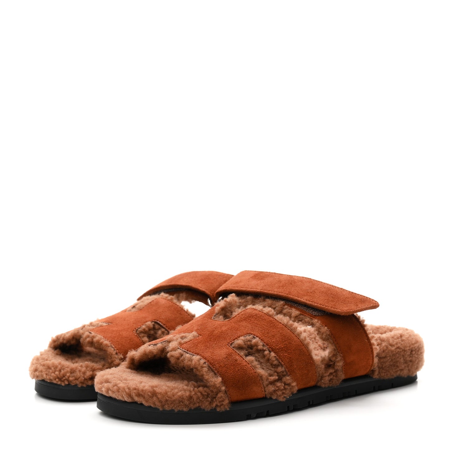 Suede Goatskin Shearling Womens Chypre Sandals 38 Gold