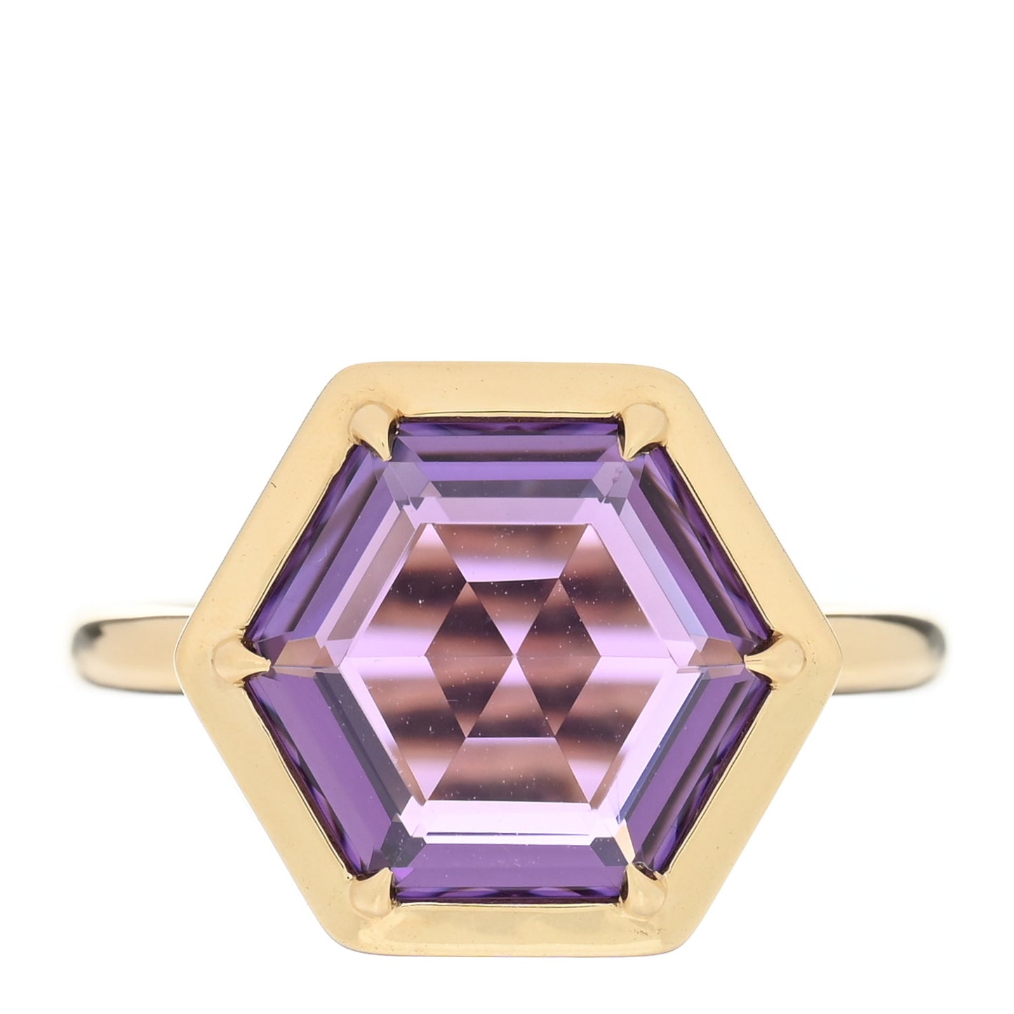 18K Yellow Gold Amethyst Paloma Picasso Studio Hexagon Ring 54 7