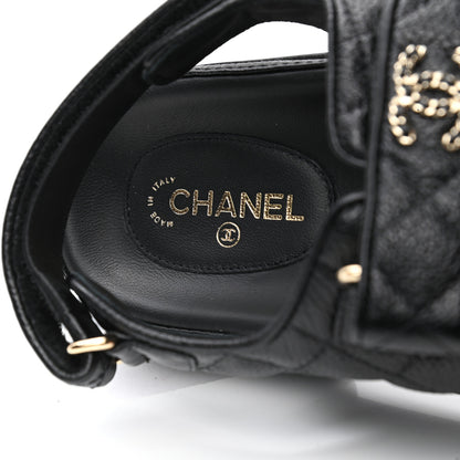 Chanel Grained Calfskin Velcro Dad Sandals 38.5 Black 7 of 8