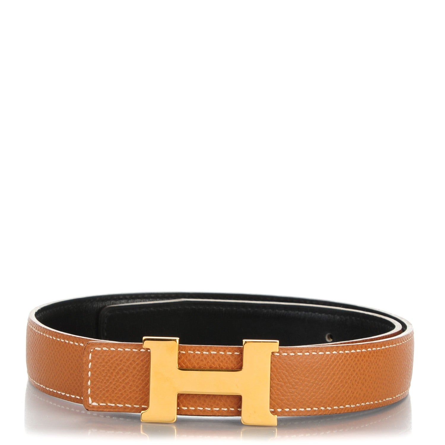 Hermes Box Courchevel 24mm Constance H Belt 60 Black Gold 1 of 5