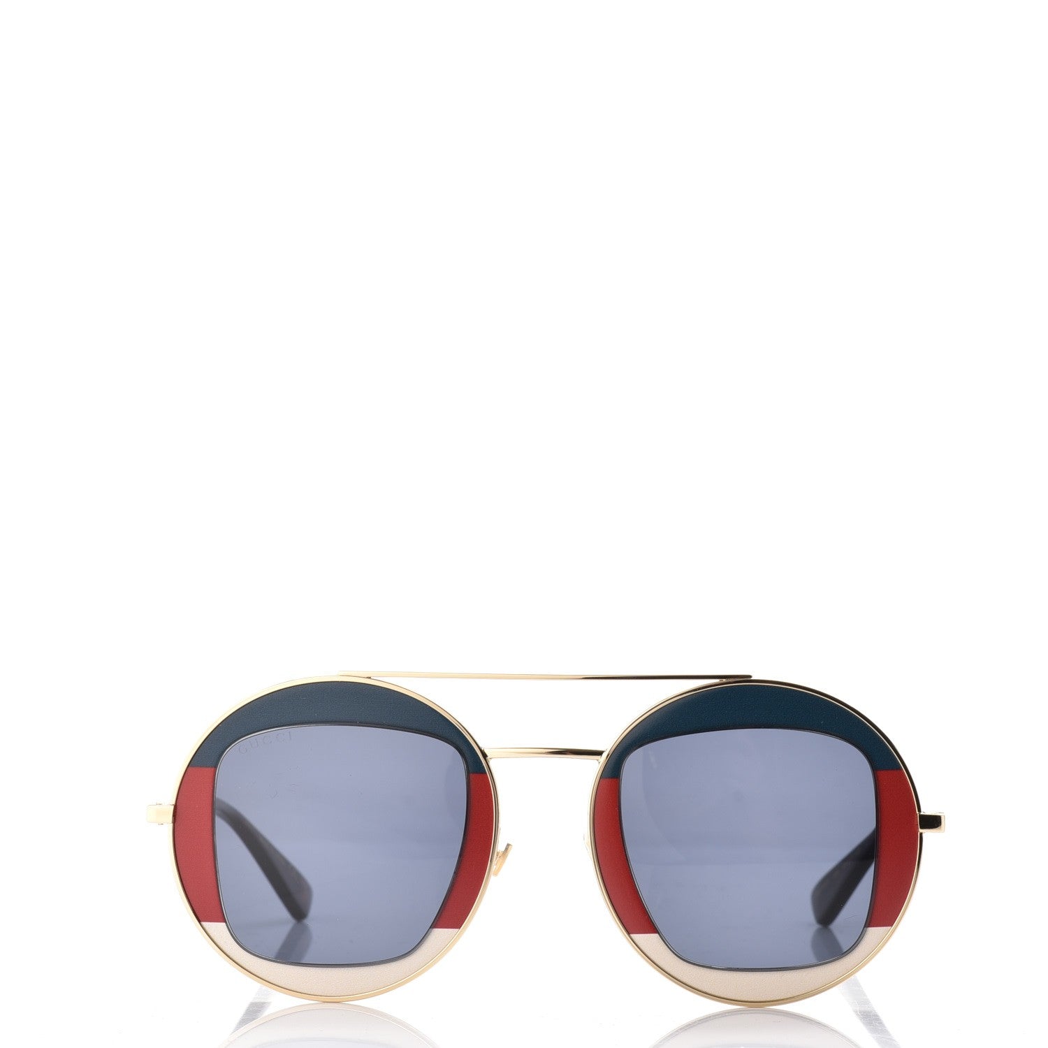 Gucci Round Frame Sylvie Web Sunglasses GG0105S Gold 2 of 9