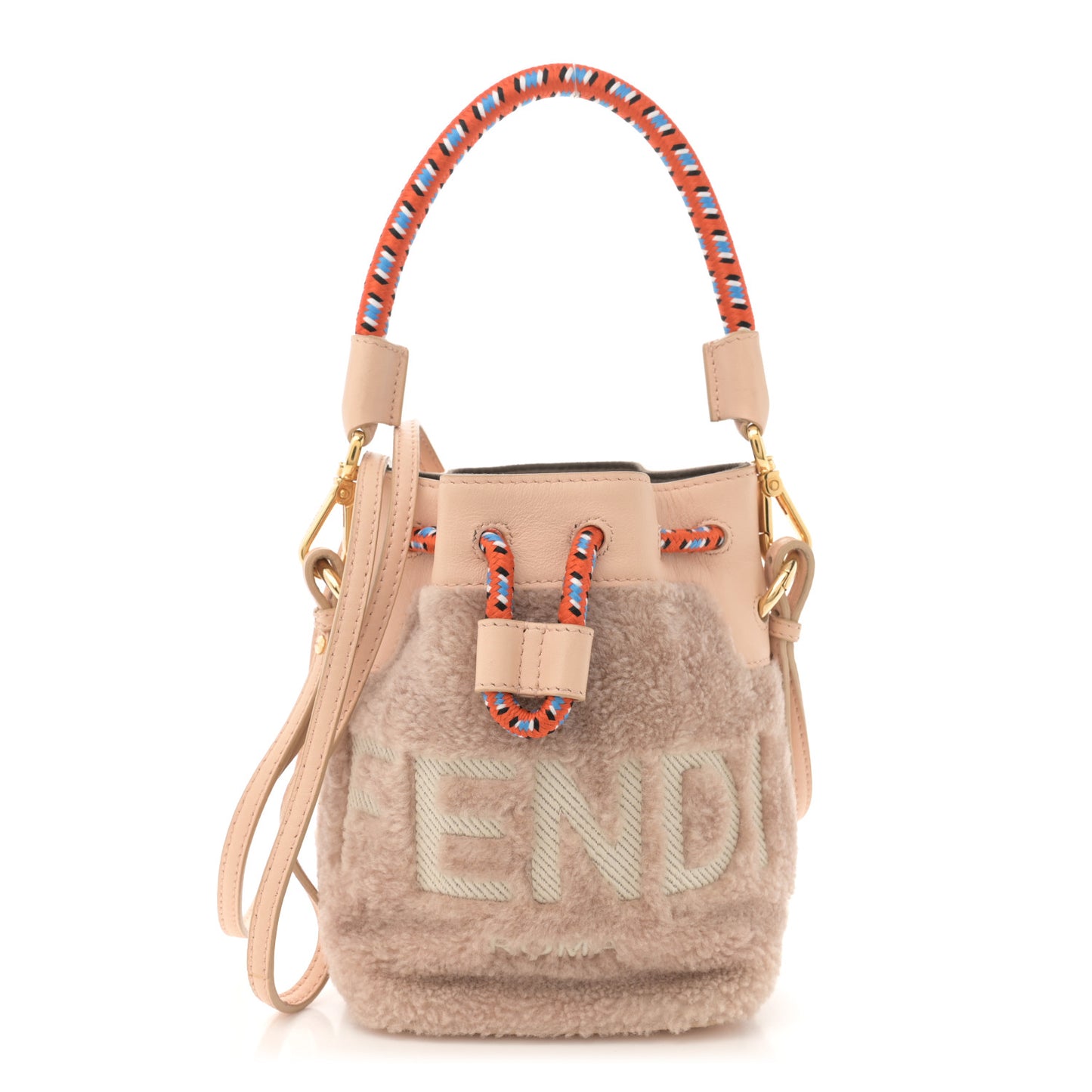 Sheepskin F is Fendi Logo Embroidered Mini Mon Tresor Bucket Bag Soap