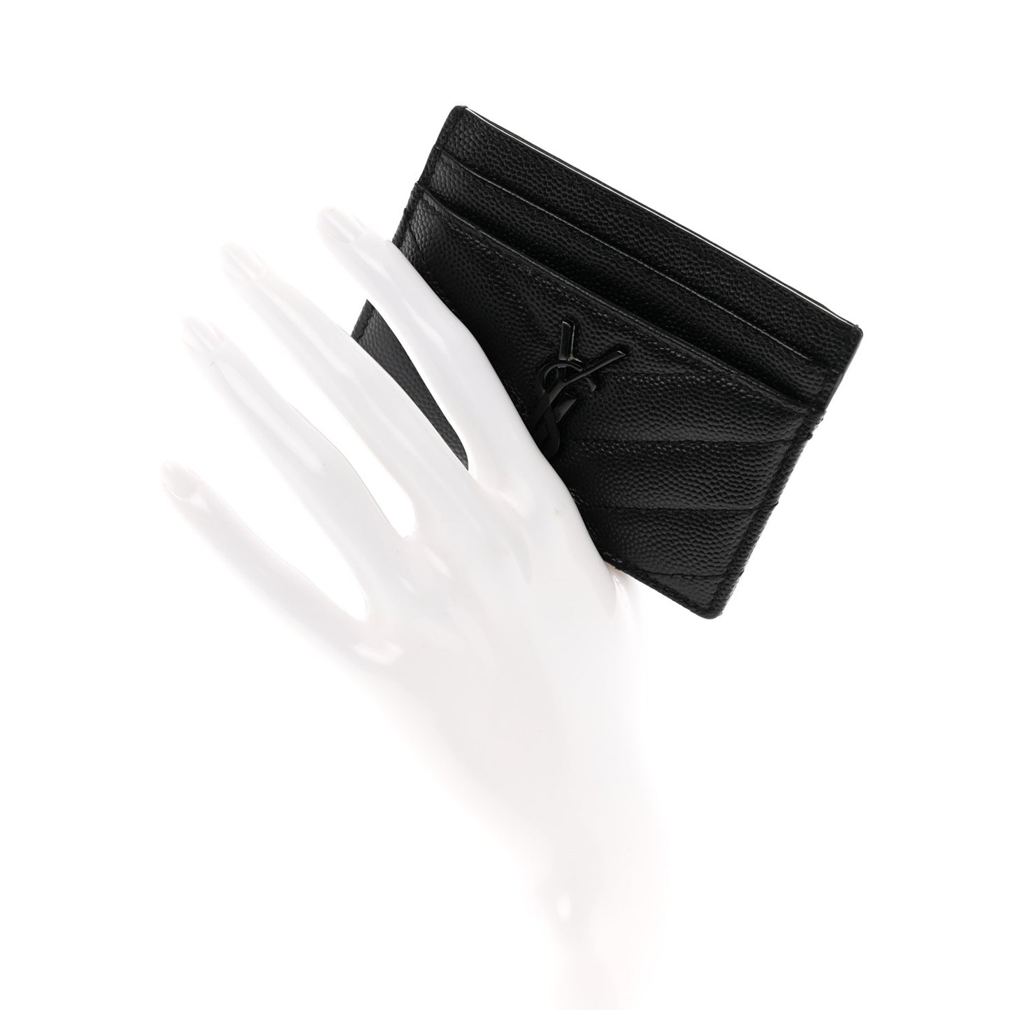 Grain De Poudre Matelasse Chevron Monochrome Monogram Credit Card Case Black