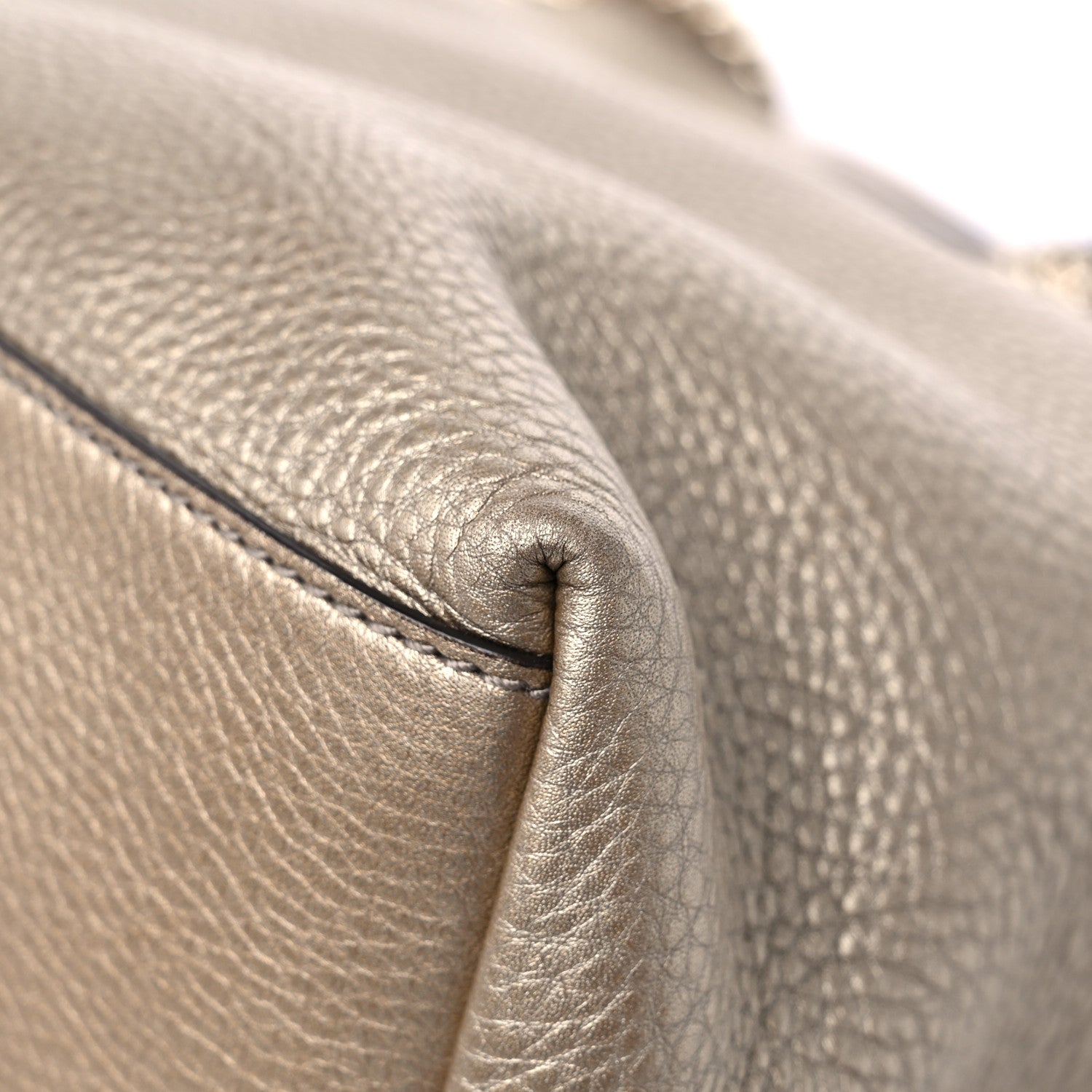 Gucci Metallic Pebbled Calfskin Medium Soho Chain Shoulder Bag Golden Beige 11 of 13
