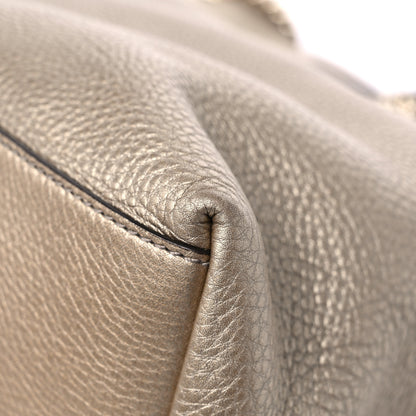 Gucci Metallic Pebbled Calfskin Medium Soho Chain Shoulder Bag Golden Beige 11 of 13