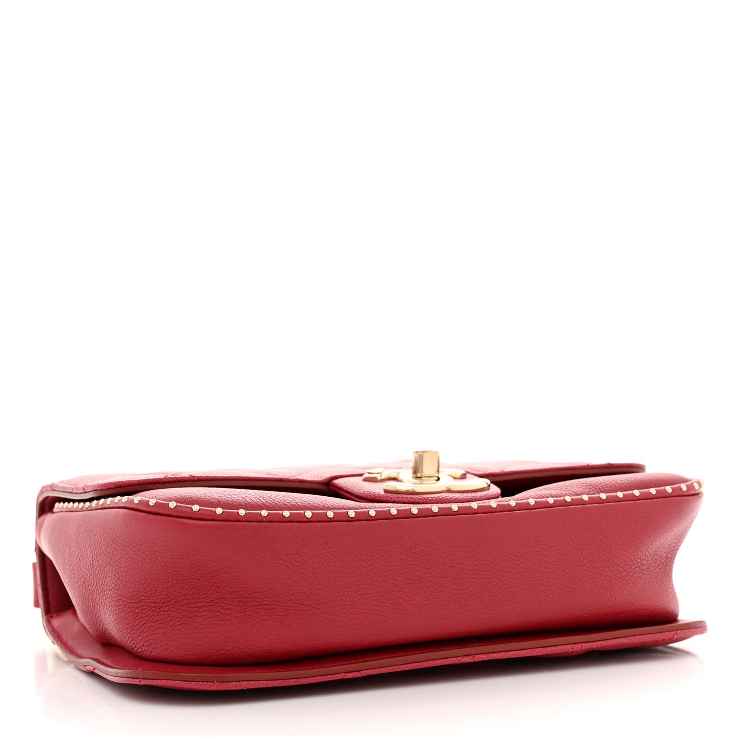 Caviar Quilted Small Studded Flap Red
