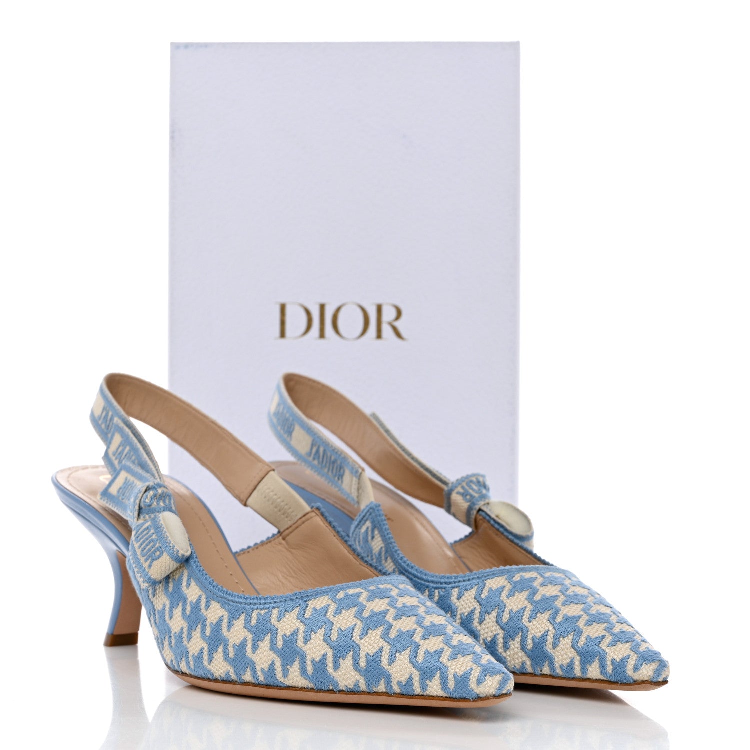 Christian Dior Micro PDP Cotton Houndstooth J'Adior Slingback 65mm Pumps 40.5 Cornflower 9 of 9