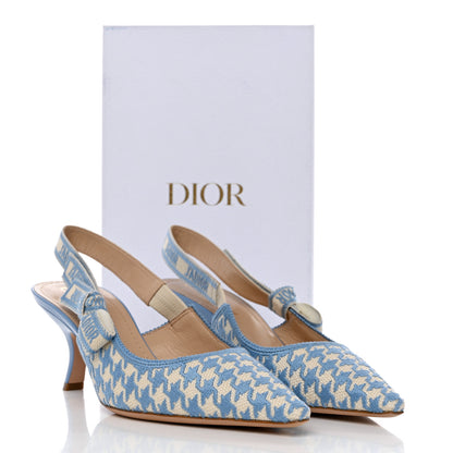 Christian Dior Micro PDP Cotton Houndstooth J'Adior Slingback 65mm Pumps 40.5 Cornflower 9 of 9