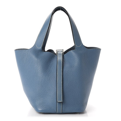 Hermes Taurillon Clemence Picotin 18 PM Blue Jean 1 of 11