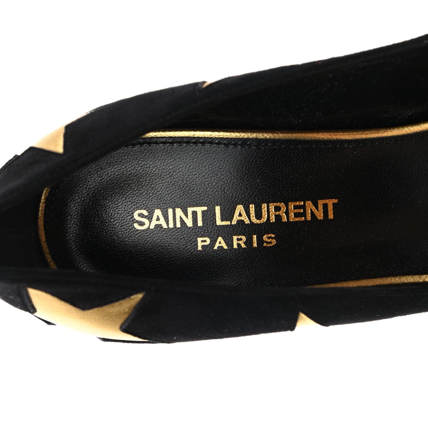 Saint Laurent Kid Scamosciato Kiki 55 Star Pumps 38 Black Oro 7 of 9