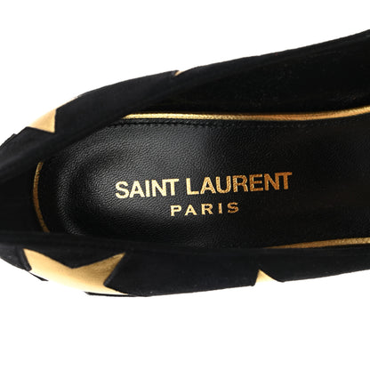 Saint Laurent Kid Scamosciato Kiki 55 Star Pumps 38 Black Oro 7 of 9