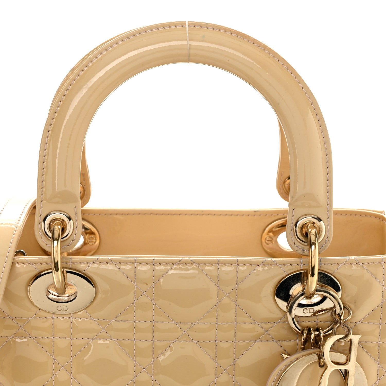 Christian Dior Patent Cannage Medium Lady Dior Beige 8 of 16