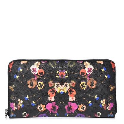 Givenchy Textured Coated Canvas Pansy Print Travel Zip Around Wallet Multicolor 1 of 7