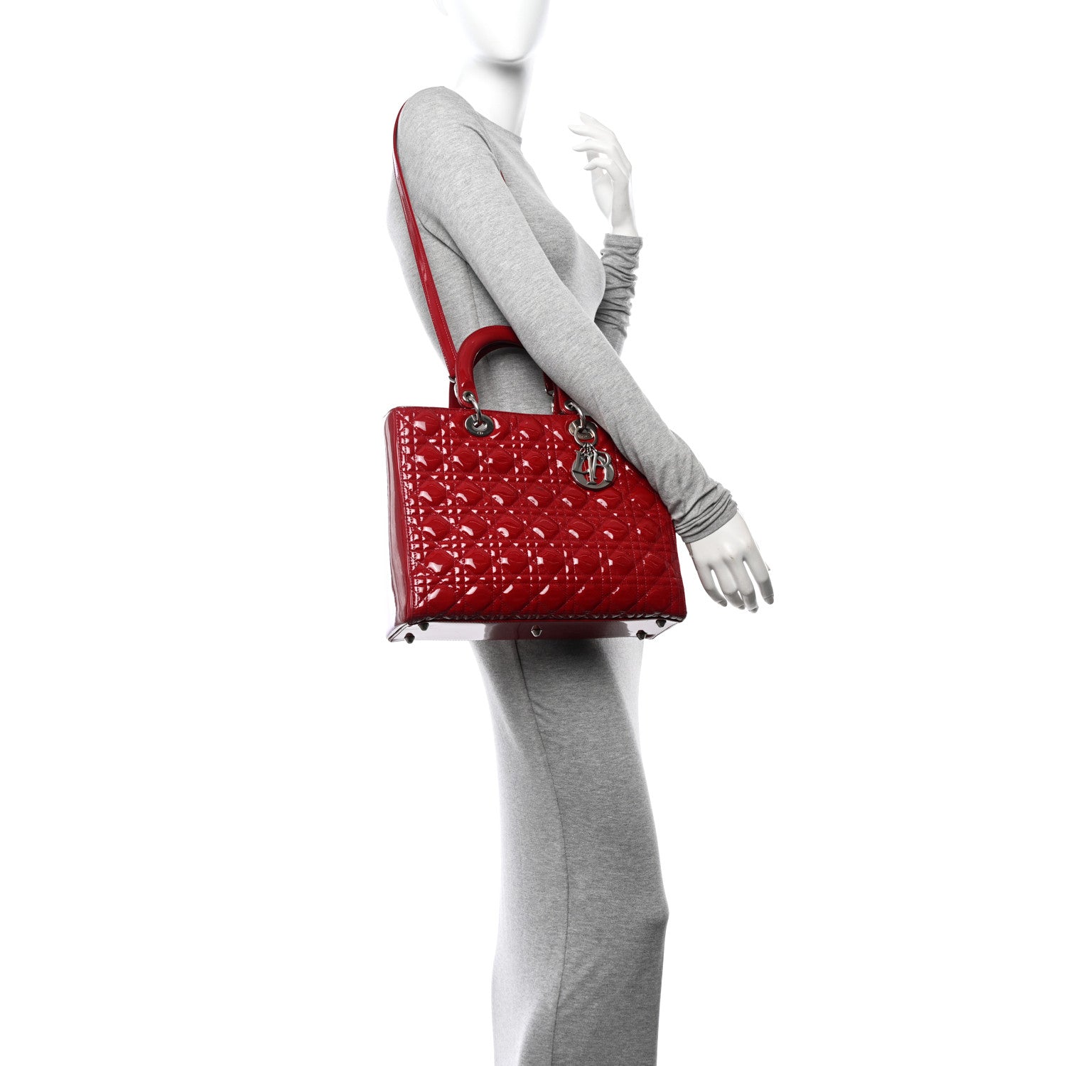 Christian Dior Patent Cannage Large Lady Dior Red 2 of 10