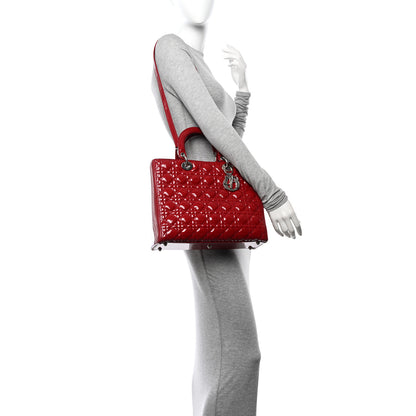 Christian Dior Patent Cannage Large Lady Dior Red 2 of 10