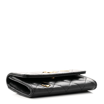 Chanel Caviar Quilted Enamel Coco Casino Flap Card Holder Wallet Black 4 of 9