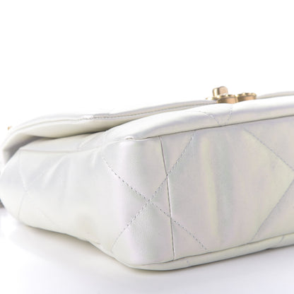 Chanel Iridescent Calfskin Quilted Medium 19 Flap White 6 of 9