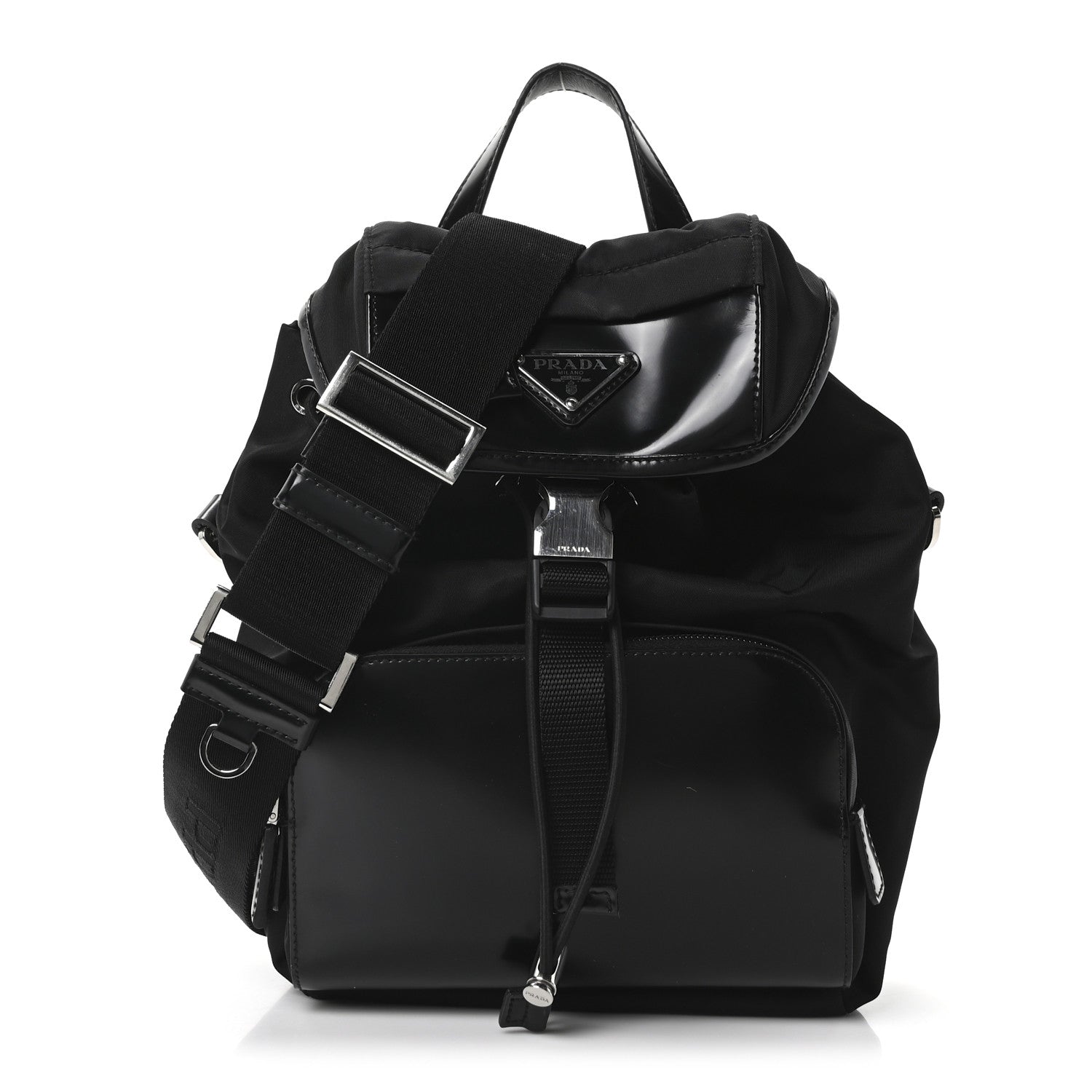 Prada Nylon Brushed Calfskin Mini Sling Backpack  Black 1 of 10