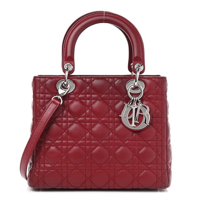 Christian Dior Lambskin Cannage Medium Lady Dior Red 1 of 8