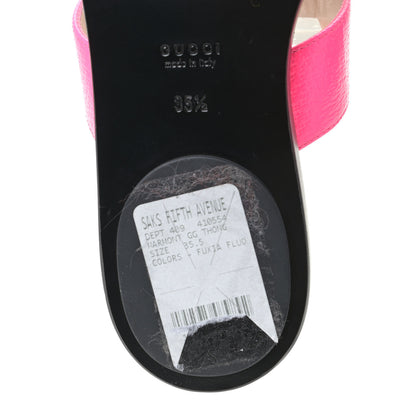 Gucci Calfskin GG Marmont Thong Sandals 35.5 Fuxia Fluo 9 of 15