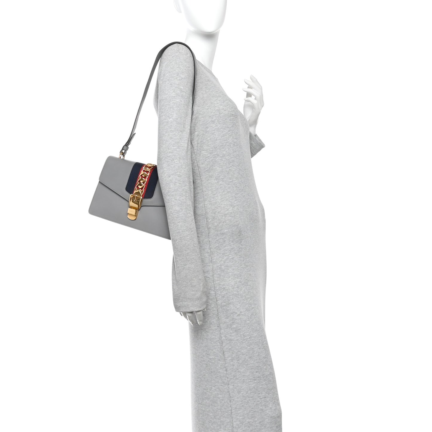 Calfskin Small Sylvie Shoulder Bag Deep Grey