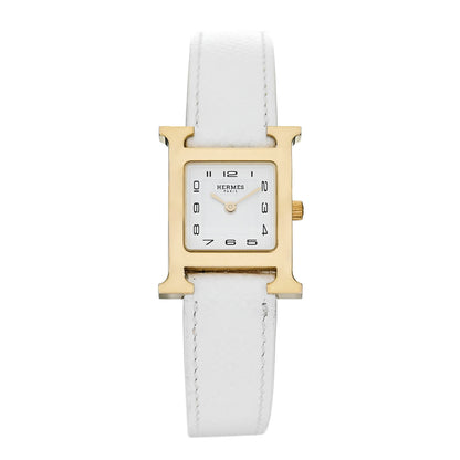 Hermes Stainless Steel Epsom 21mm Heure H Hour Quartz Watch Blanc 1 of 4