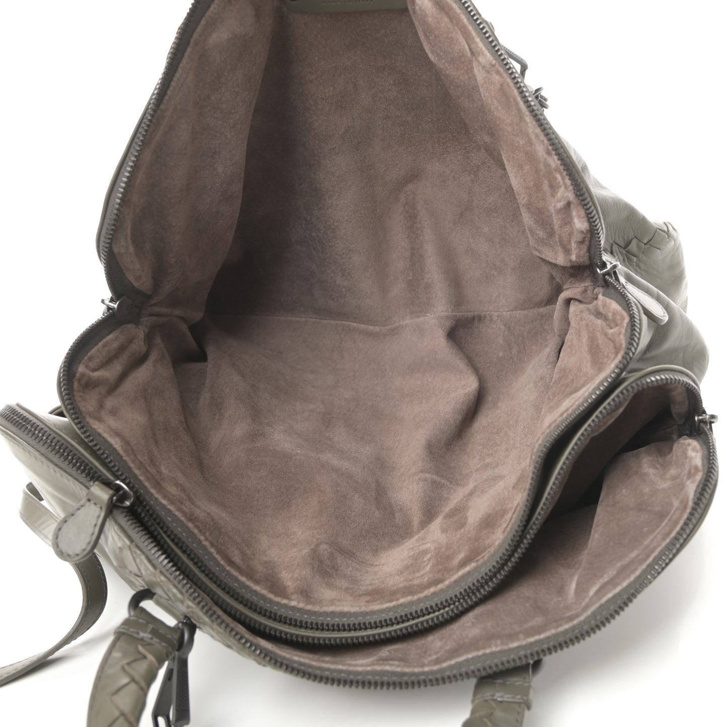 Calfskin Intrecciato Large Leggero Tote Kaki Fondente
